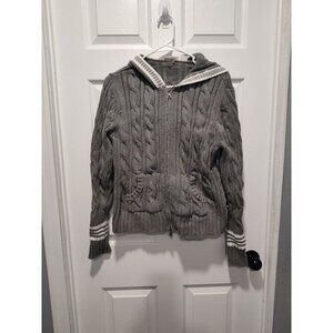 Polo Ralph‎ Lauren Jacket Womens Large Gray Chunky Cable Knit Jeans Co. Hoodie